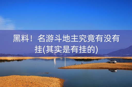 黑料！名游斗地主究竟有没有挂(其实是有挂的)