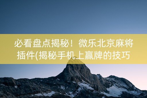 必看盘点揭秘！微乐北京麻将插件(揭秘手机上赢牌的技巧)