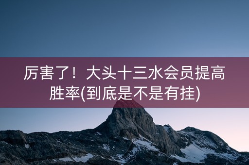 厉害了！大头十三水会员提高胜率(到底是不是有挂)