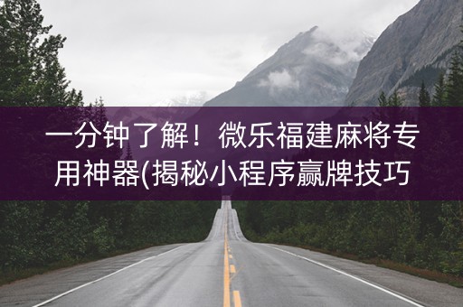 一分钟了解！微乐福建麻将专用神器(揭秘小程序赢牌技巧)
