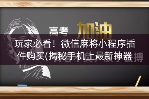 玩家必看！微信麻将小程序插件购买(揭秘手机上最新神器下载)