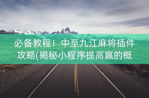 必备教程！中至九江麻将插件攻略(揭秘小程序提高赢的概率)