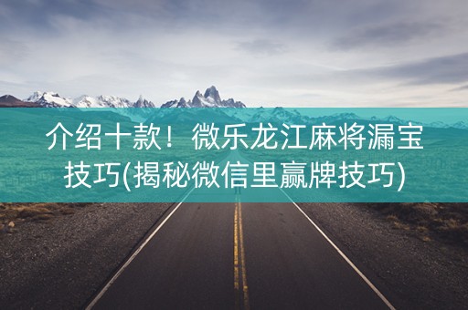 介绍十款！微乐龙江麻将漏宝技巧(揭秘微信里赢牌技巧)