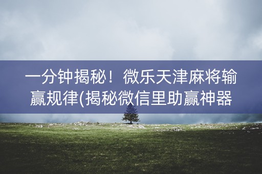 一分钟揭秘！微乐天津麻将输赢规律(揭秘微信里助赢神器)