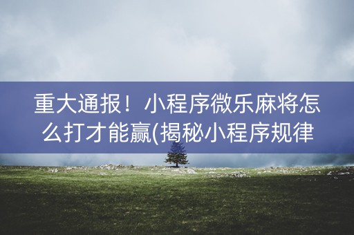 重大通报！小程序微乐麻将怎么打才能赢(揭秘小程序规律攻略)