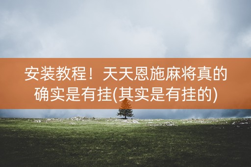 安装教程！天天恩施麻将真的确实是有挂(其实是有挂的)