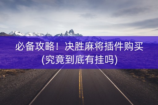 必备攻略！决胜麻将插件购买(究竟到底有挂吗)