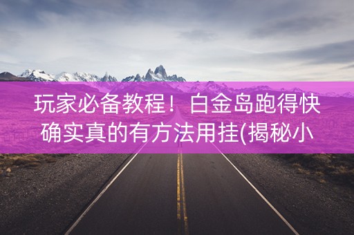 玩家必备教程！白金岛跑得快确实真的有方法用挂(揭秘小程序助攻神器)
