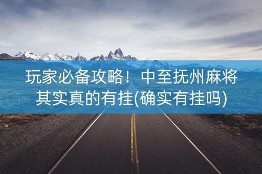 玩家必备攻略！中至抚州麻将其实真的有挂(确实有挂吗)