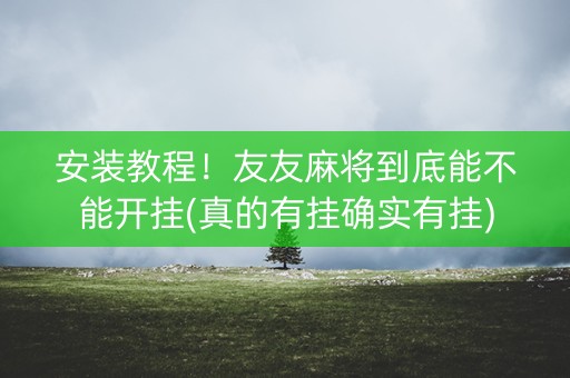 安装教程！友友麻将到底能不能开挂(真的有挂确实有挂)