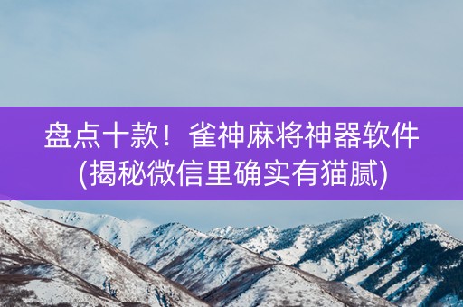 盘点十款！雀神麻将神器软件(揭秘微信里确实有猫腻)