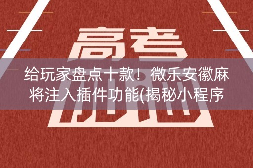 给玩家盘点十款！微乐安徽麻将注入插件功能(揭秘小程序助赢软件)