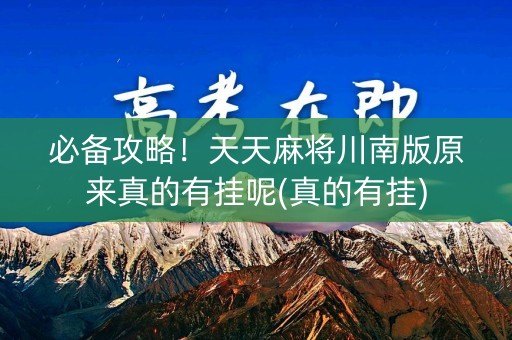 必备攻略！天天麻将川南版原来真的有挂呢(真的有挂)