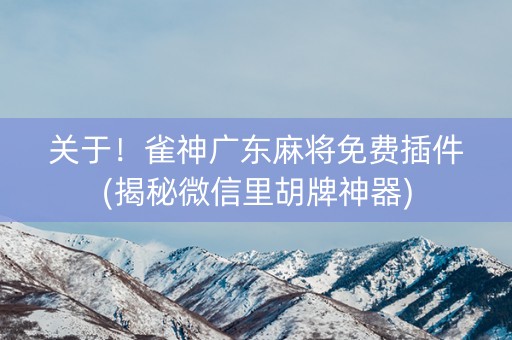 关于！雀神广东麻将免费插件(揭秘微信里胡牌神器)