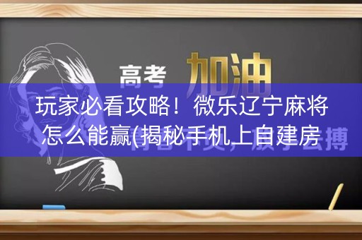 玩家必看攻略！微乐辽宁麻将怎么能赢(揭秘手机上自建房怎么赢)
