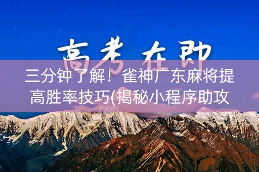 三分钟了解！雀神广东麻将提高胜率技巧(揭秘小程序助攻神器)