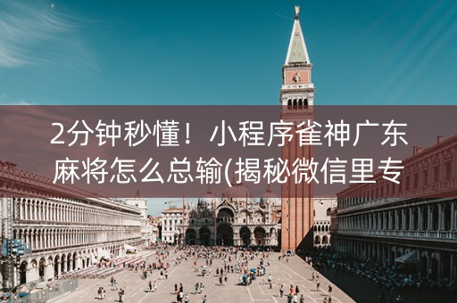 2分钟秒懂！小程序雀神广东麻将怎么总输(揭秘微信里专用神器)