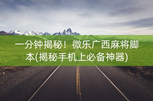 一分钟揭秘！微乐广西麻将脚本(揭秘手机上必备神器)