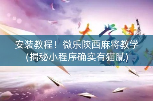 安装教程！微乐陕西麻将教学(揭秘小程序确实有猫腻)