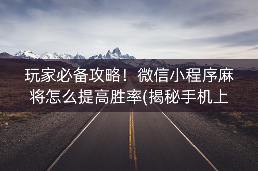 玩家必备攻略！微信小程序麻将怎么提高胜率(揭秘手机上插件免费)