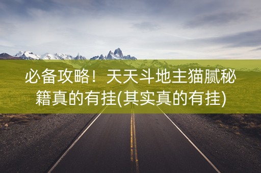 必备攻略！天天斗地主猫腻秘籍真的有挂(其实真的有挂)