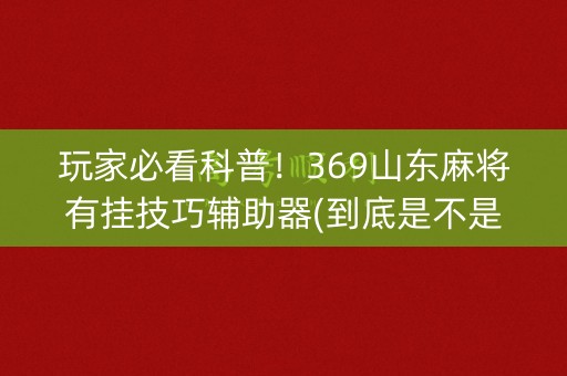 玩家必看科普！369山东麻将有挂技巧辅助器(到底是不是有挂)