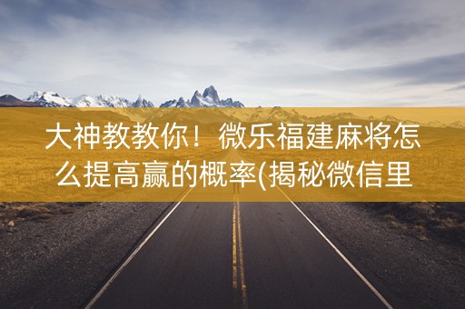 大神教教你！微乐福建麻将怎么提高赢的概率(揭秘微信里规律攻略)