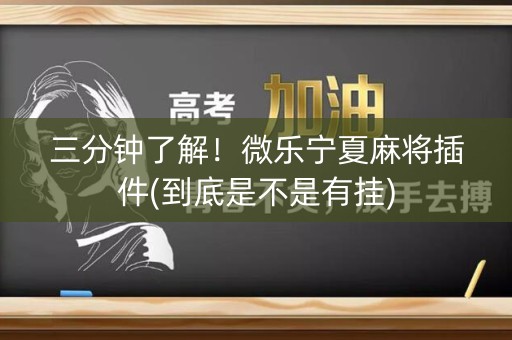 三分钟了解！微乐宁夏麻将插件(到底是不是有挂)