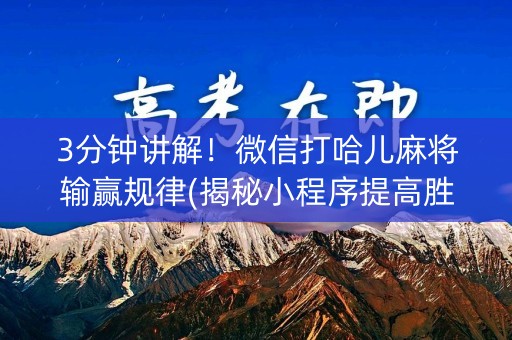 3分钟讲解！微信打哈儿麻将输赢规律(揭秘小程序提高胜率)