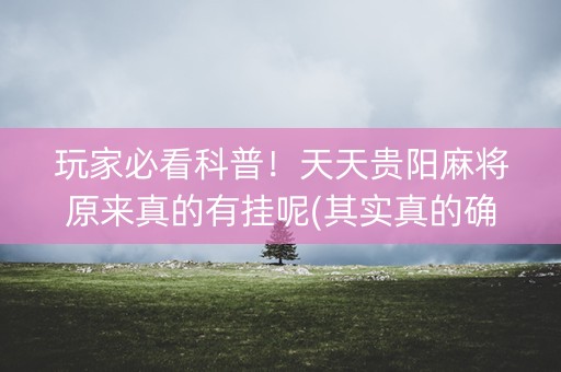 玩家必看科普！天天贵阳麻将原来真的有挂呢(其实真的确实有挂)