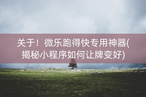 关于！微乐跑得快专用神器(揭秘小程序如何让牌变好)