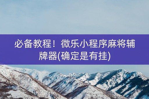 必备教程！微乐小程序麻将辅牌器(确定是有挂)