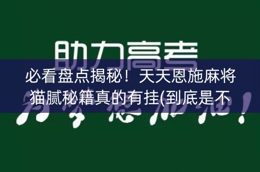 必看盘点揭秘！天天恩施麻将猫腻秘籍真的有挂(到底是不是有挂)
