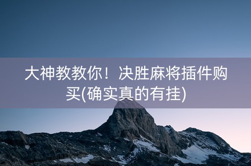 大神教教你！决胜麻将插件购买(确实真的有挂)