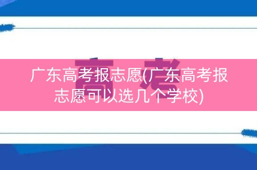 广东高考报志愿(广东高考报志愿可以选几个学校)