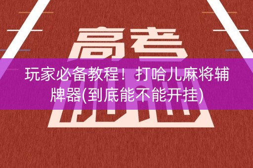 玩家必备教程！打哈儿麻将辅牌器(到底能不能开挂)