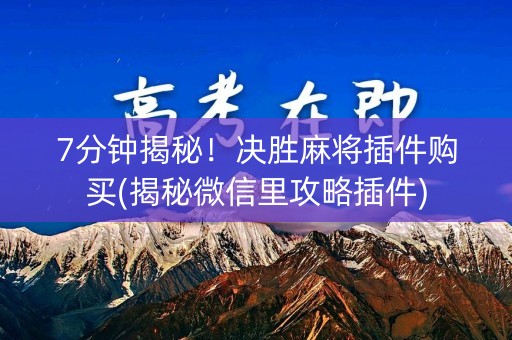 7分钟揭秘！决胜麻将插件购买(揭秘微信里攻略插件)