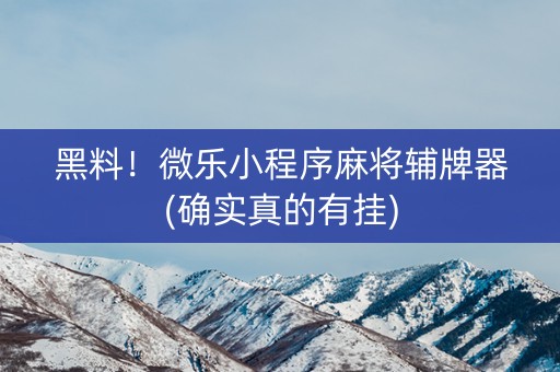 黑料！微乐小程序麻将辅牌器(确实真的有挂)