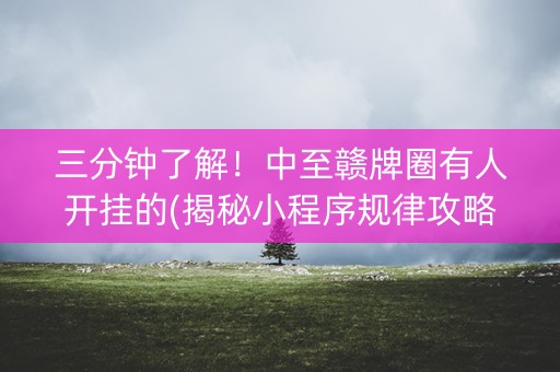 三分钟了解！中至赣牌圈有人开挂的(揭秘小程序规律攻略)