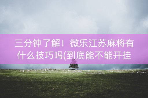 三分钟了解！微乐江苏麻将有什么技巧吗(到底能不能开挂)