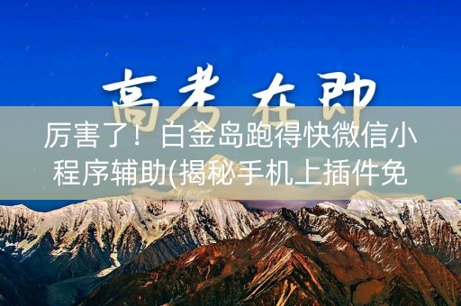 厉害了！白金岛跑得快微信小程序辅助(揭秘手机上插件免费)