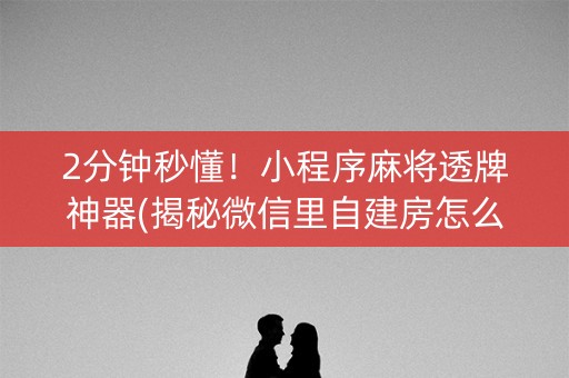 2分钟秒懂！小程序麻将透牌神器(揭秘微信里自建房怎么赢)