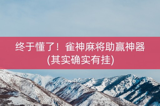 终于懂了！雀神麻将助赢神器(其实确实有挂)