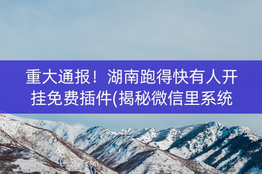重大通报！湖南跑得快有人开挂免费插件(揭秘微信里系统发好牌)