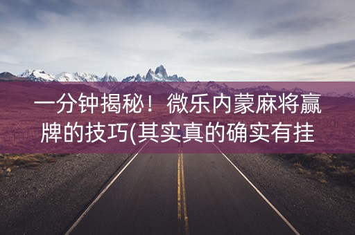 一分钟揭秘！微乐内蒙麻将赢牌的技巧(其实真的确实有挂)