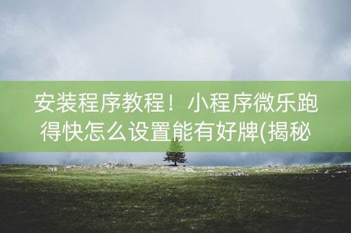 安装程序教程！小程序微乐跑得快怎么设置能有好牌(揭秘小程序确实有猫腻)
