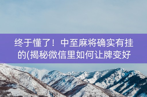 终于懂了！中至麻将确实有挂的(揭秘微信里如何让牌变好)