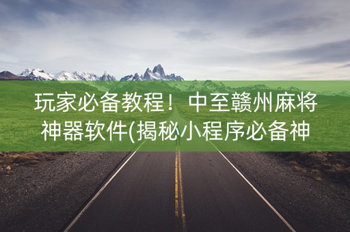 玩家必备教程！中至赣州麻将神器软件(揭秘小程序必备神器)