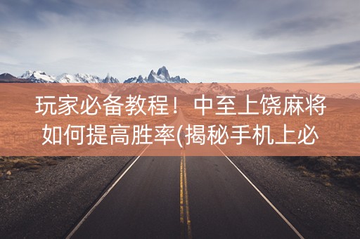 玩家必备教程！中至上饶麻将如何提高胜率(揭秘手机上必备神器)