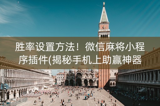 胜率设置方法！微信麻将小程序插件(揭秘手机上助赢神器购买)